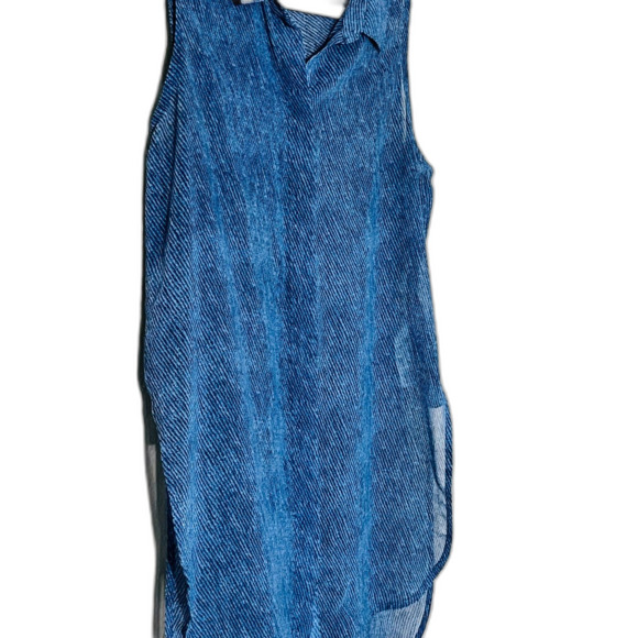 WHBM Blue Tunic Blouse Layering Cottagecore Cowgirl Country Small Sheer - Picture 4 of 9